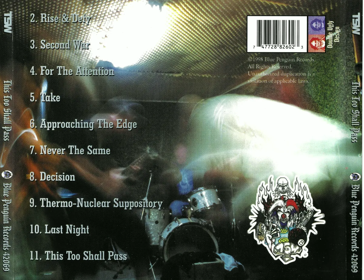This Too Shall Pass tray card with track listing and barcode